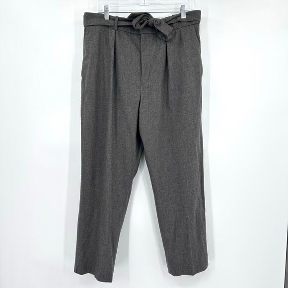 New Polo Ralph Lauren Wool Blend Trouser Pants Gray Tie Waist Womens Size 14 - Picture 3 of 11